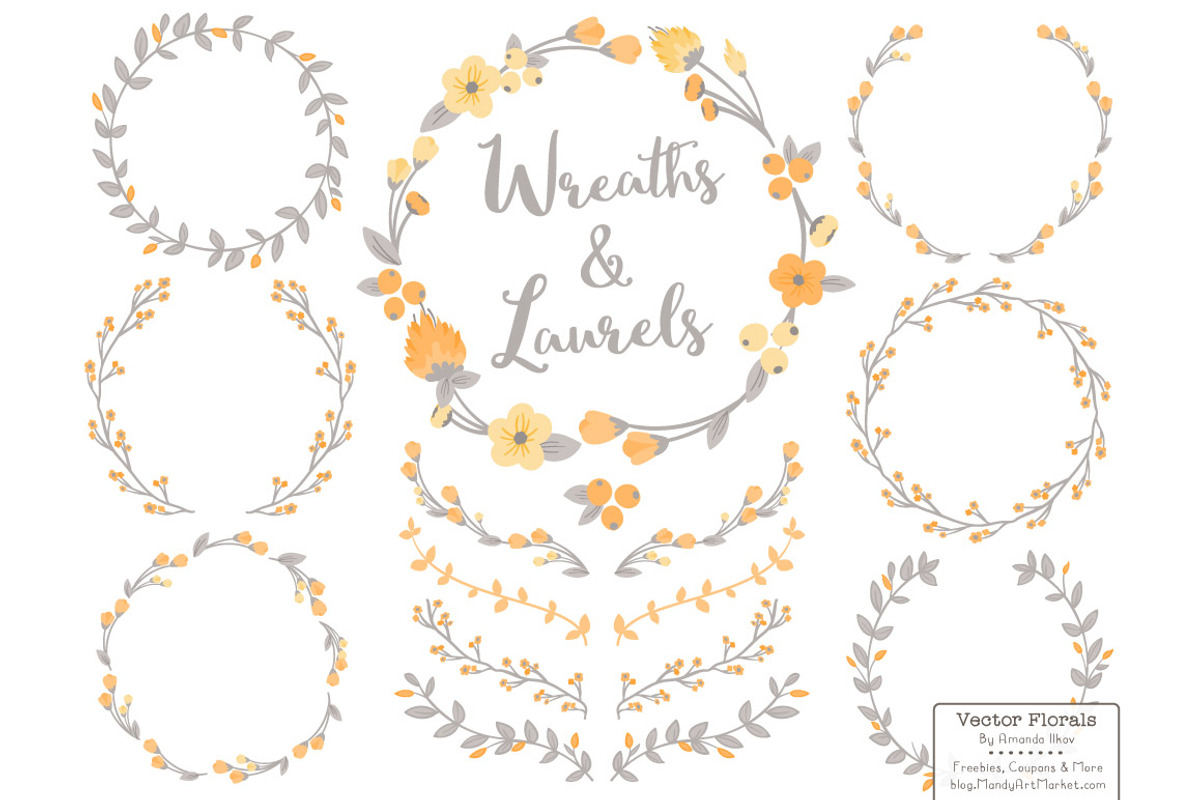 Sunshine Vector Flower Wreaths, an Illustration by Amanda Ilkov (Photo 1 of 3)