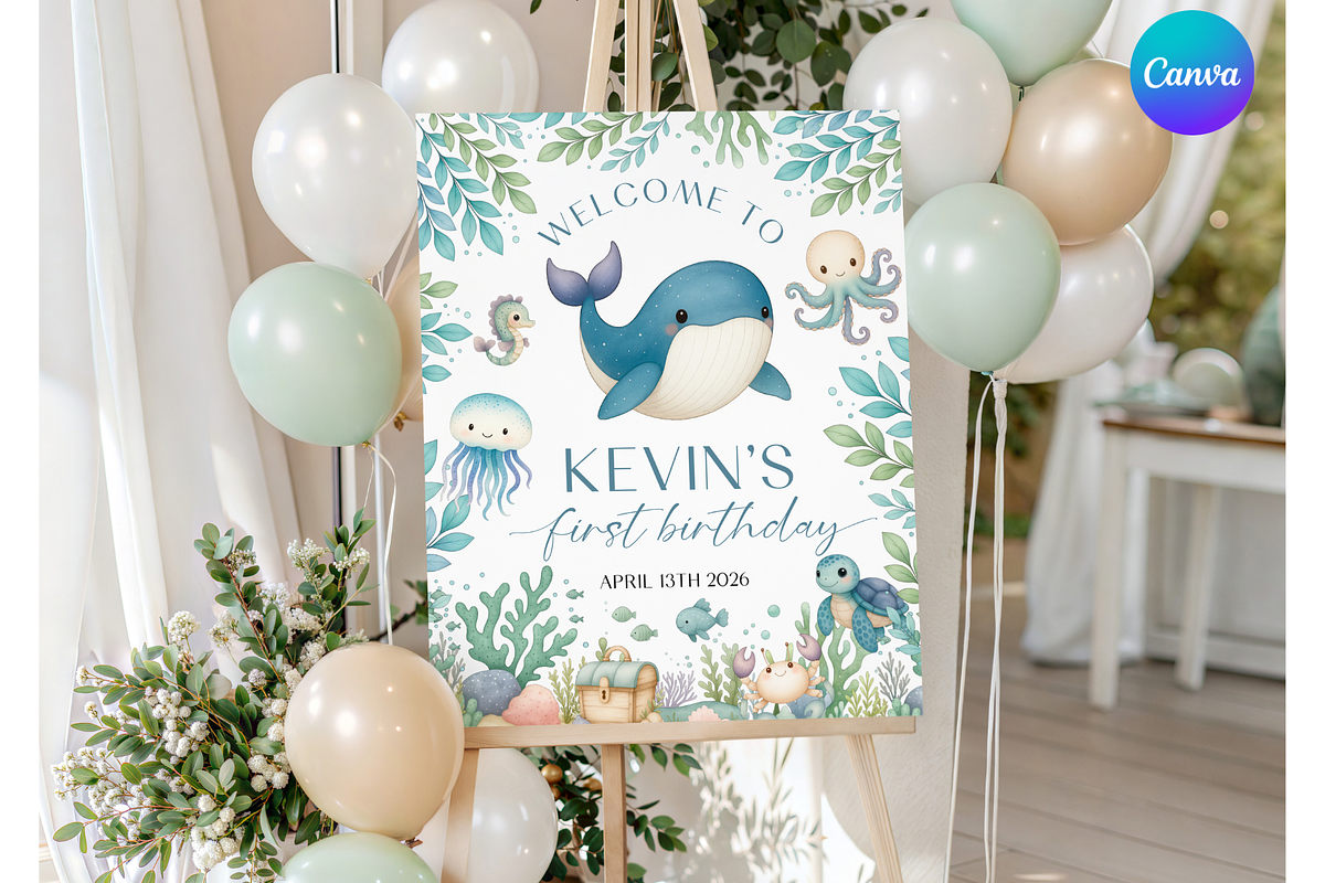 Under The Sea Birthday Welcome Sign, a Templates & Theme by Digital_Mind (Photo 1 of 3)