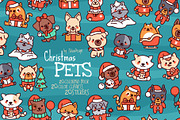 Cute Kawaii Christmas Pet Cat Dog, a Seasonal Illustration by Palau (Thumbnail 1 of 12)