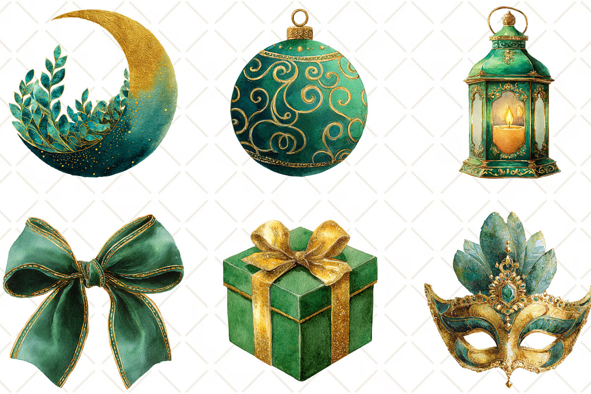 Emerald Nights Green Gold New Year, an Illustration by Black Bird Studio (Photo 6 of 6)