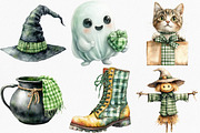 Watercolor Green Gingham Halloween, an Illustration by Canvas Craft (Thumbnail 4 of 8)