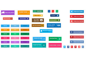 Flat Material Design Web Buttons