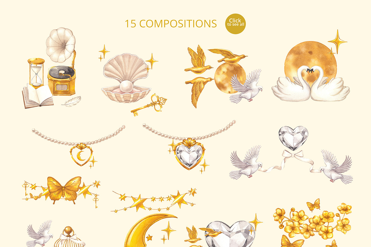 LaLuxe Vintage White & Goldorem, a Decorative Illustration by CreativeValuation (Photo 3 of 11)