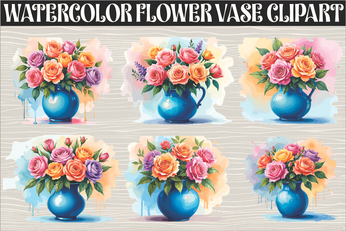 Charming watercolor flower vase, an Illustration by Amazin_art (Photo 1 of 7)