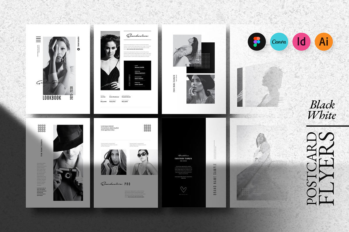 Black-White Postcard Flyers Canva, a Flyer Template by GoldenPixelStudio (Photo 1 of 12)