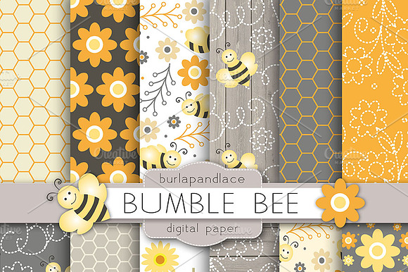 Bumble Bee digital paper preview 2