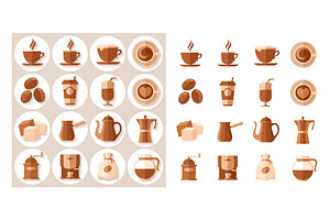 Coffee Icons In Flat Style