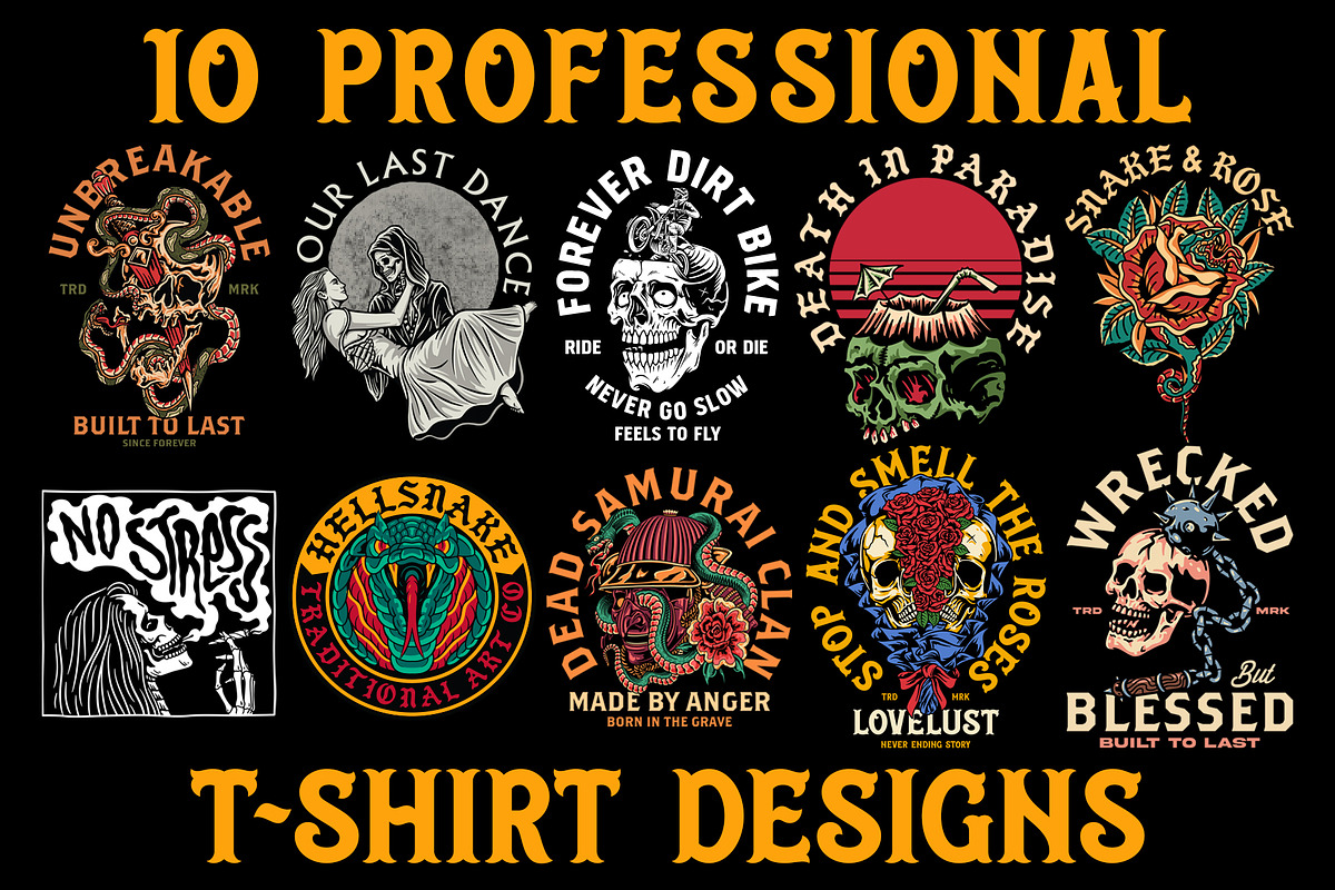 Tattoo T-shirt Design Bundle, an Object Illustration by Stead Supply (Photo 1 of 6)