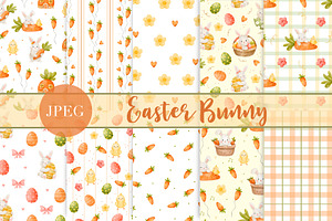 Easter Bunny & Carrots Patterns, a Pattern Graphic by ArtGiftsStudio
