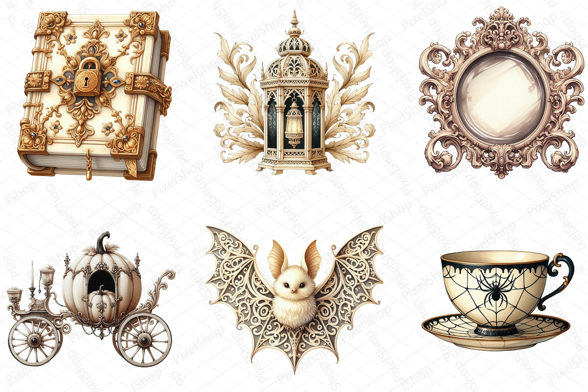 Ivory Gothic Halloween Clipart, an Illustration by DreamPrint404 (Photo 2 of 6)