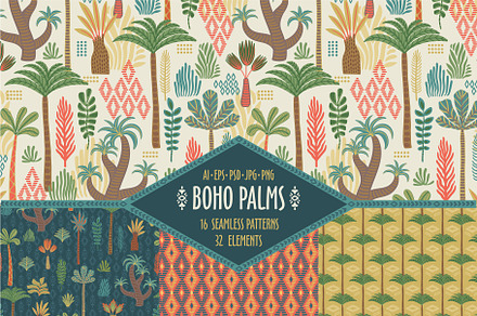 Boho Palms. Patterns & Elements, a Pattern Graphic by Nadia Grapes