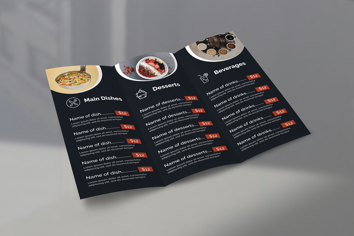 Restaurant Food Menu Tri Fold, a Brochure Template by UNIK Agency (Photo 2 of 3)