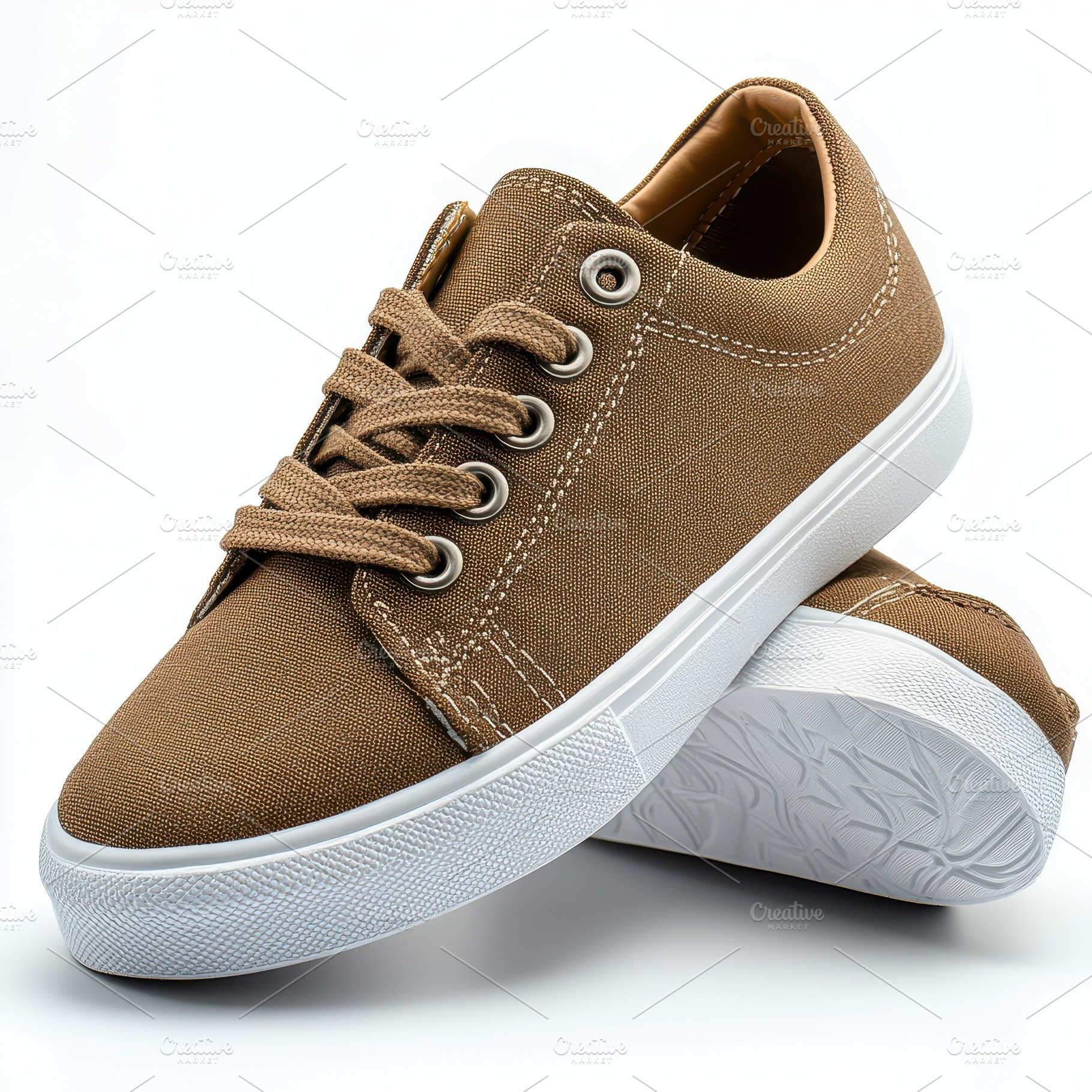 Brown Canvas Sneakers Stylish Footwe, a Beauty & Fashion Photo by Pixeness Studio