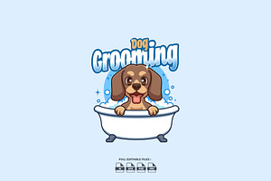 Dog Grooming Creative Cartoon Logo, a Branding & Logo Template by Gumrega Studio