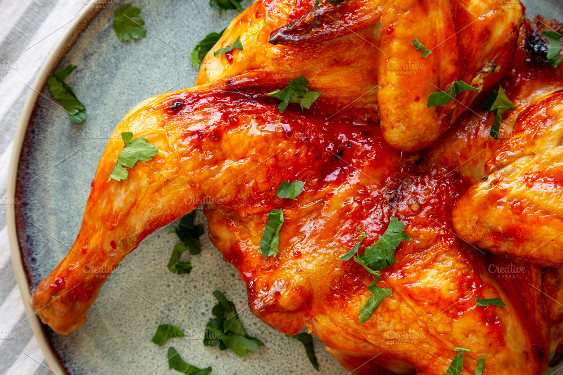 Healthy Homemade Spatchcocked Grilled Piri-Piri Chicken with Par, a Food & Drink Photo by LiudmylaChuhunova