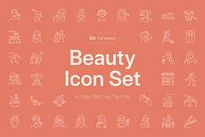 Beauty Icon Art Set, an Outline Icon by Prosymbols