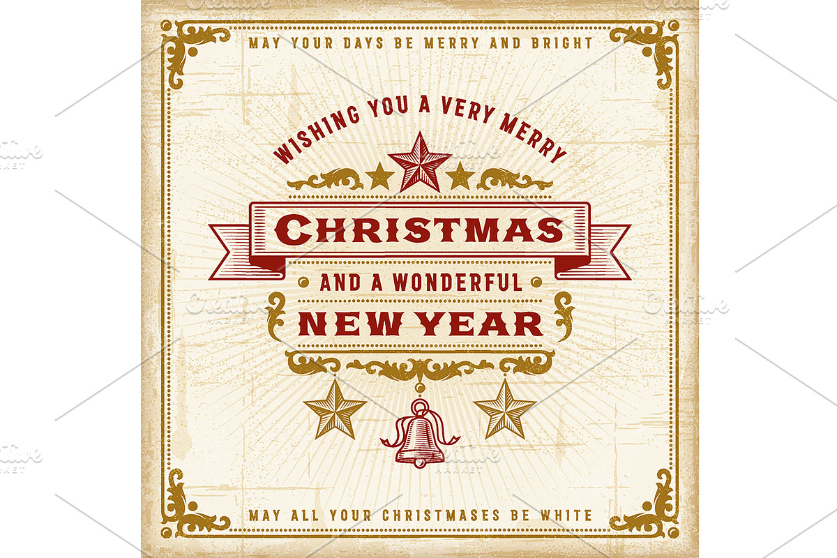 Vintage Christmas Typography Card, a Decorative Illustration by Retro Graphics (Photo 2 of 2)