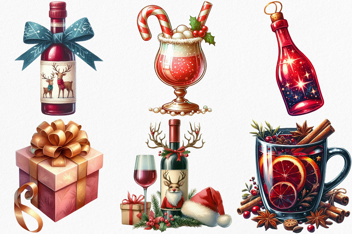 Watercolor Christmas Red Wine, an Illustration by Canvas Craft (Photo 3 of 7)