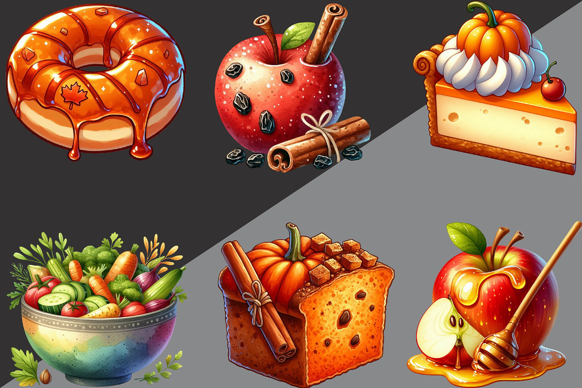 Watercolor Autumn Food Clipart, an Illustration by Black Bird Studio (Photo 6 of 6)