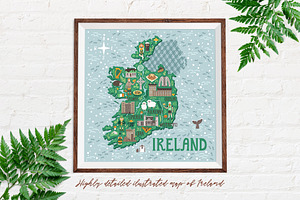 Illustrated travel map of Ireland