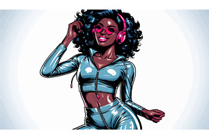 woman dancing in headphones vector, a Person Illustration by AlexArt