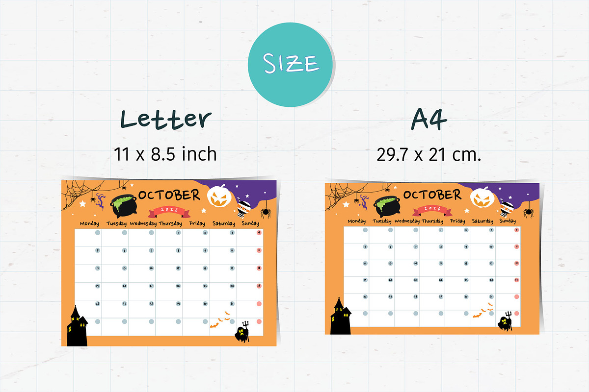 cute calendar for kid design, a Print Template by Piixypeach (Photo 4 of 10)