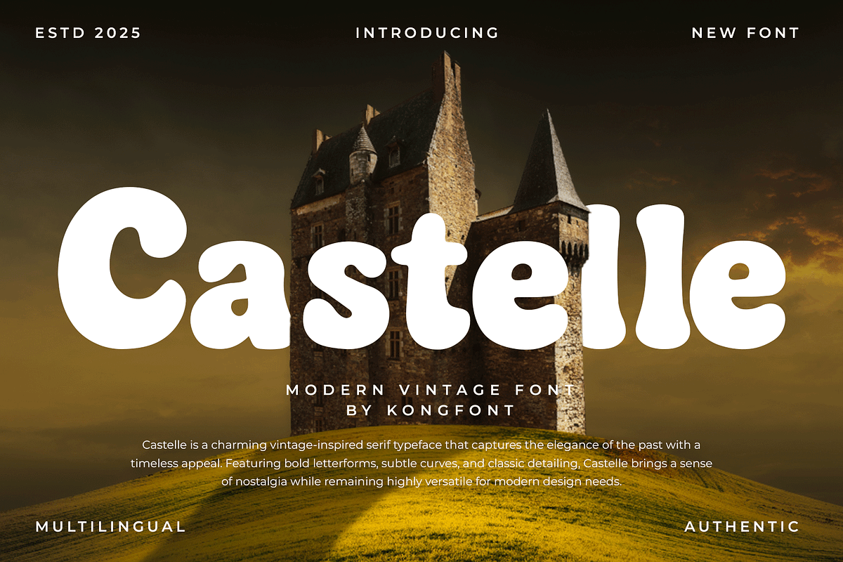 Castelle – Modern Vintage Font, a Serif Font by overlaytemplates (Photo 1 of 5)