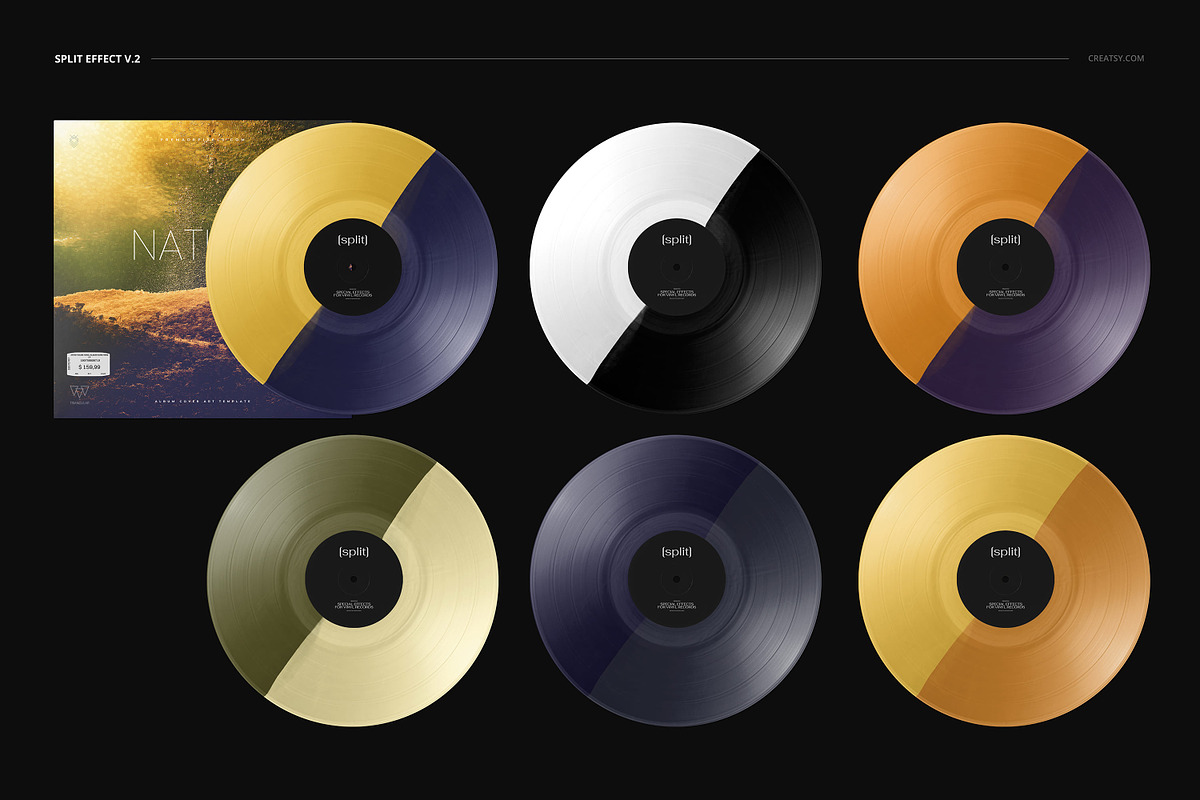 Vinyl Record & Cover Mockup Set, a Merchandise Mockup by creatsy5 (Photo 35 of 54)