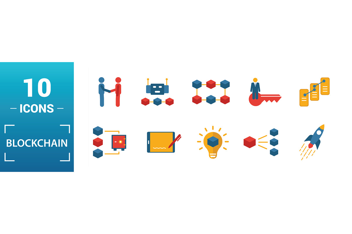 Blockchain Flat Icon Set, an Object Graphic by Aimagenarium@gmail.com (Photo 3 of 3)