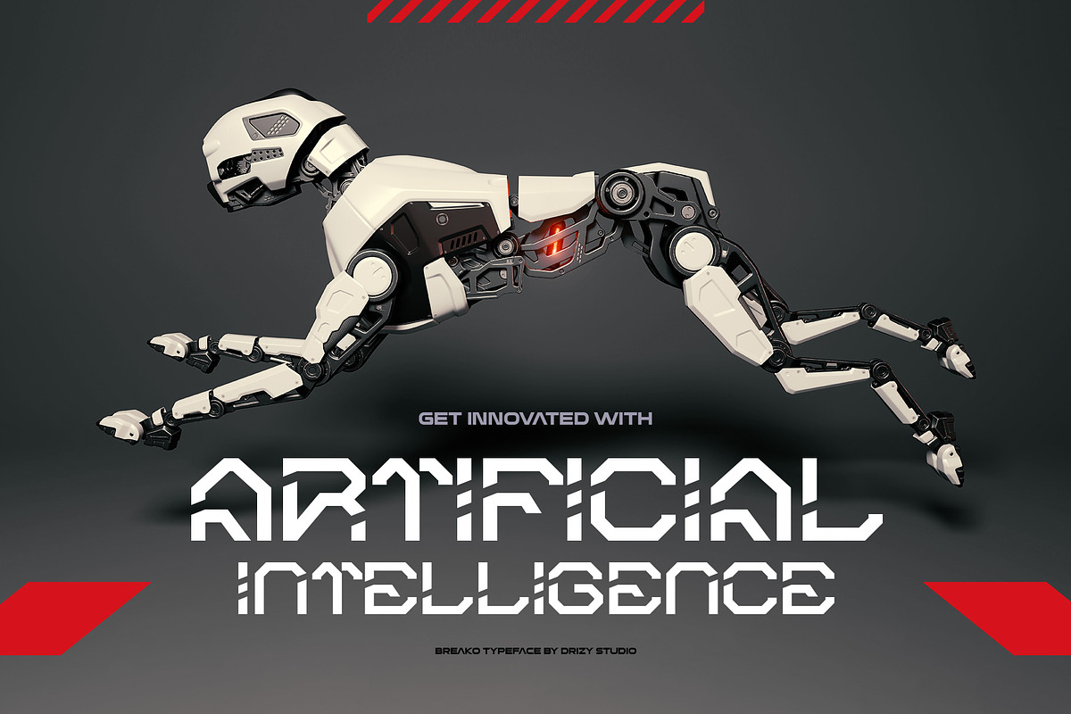 Breako - Futuristic Stencil Font, a Sans Serif Font by Drizy (Photo 8 of 10)