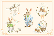 Whimsical Easter. Watercolor clipart, a Decorative Illustration by Farida Bik (Thumbnail 5 of 14)