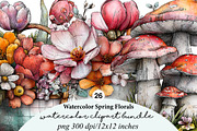 Watercolor Spring Florals Clipart, an Illustration by Digital Artistic99 (Thumbnail 1 of 10)
