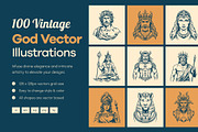 Vintage God Vector Illustration, a Person Illustration by Creative Stall (Thumbnail 1 of 8)