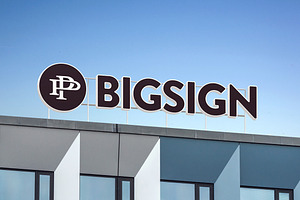 3D Big Sign Logo Mock Signboard Roof