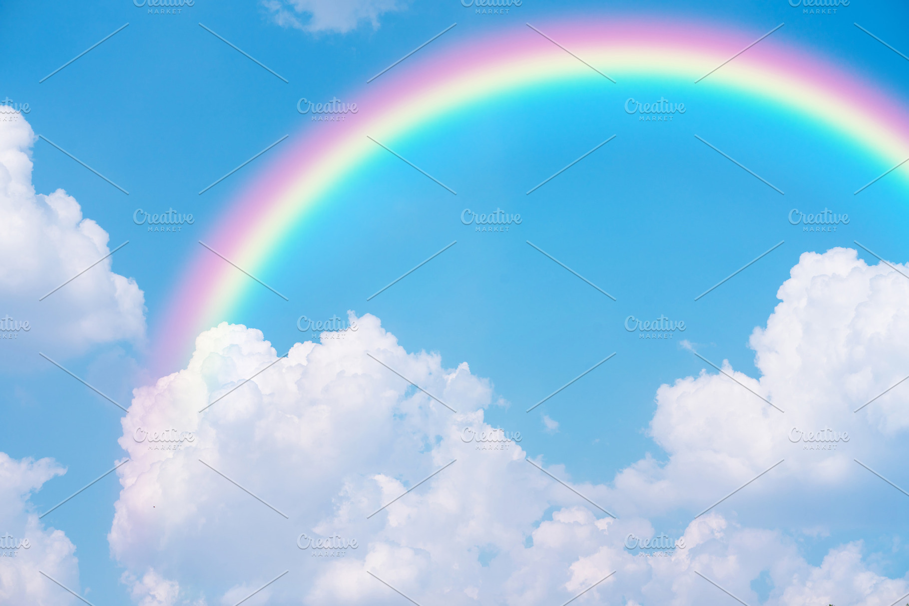 Rainbow in blue sky., a Nature Photo by Nednapa