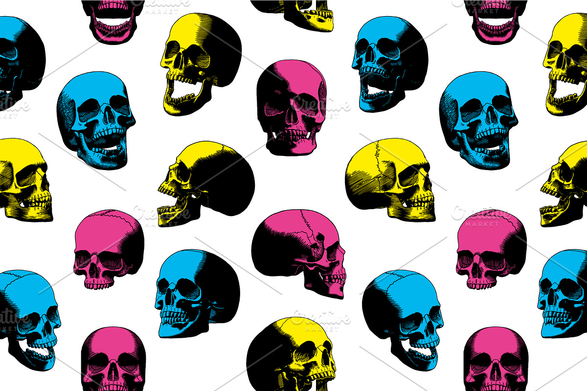 Vector Engraved Skulls Set, an Illustration by Andres M Rodriguez (Photo 4 of 5)