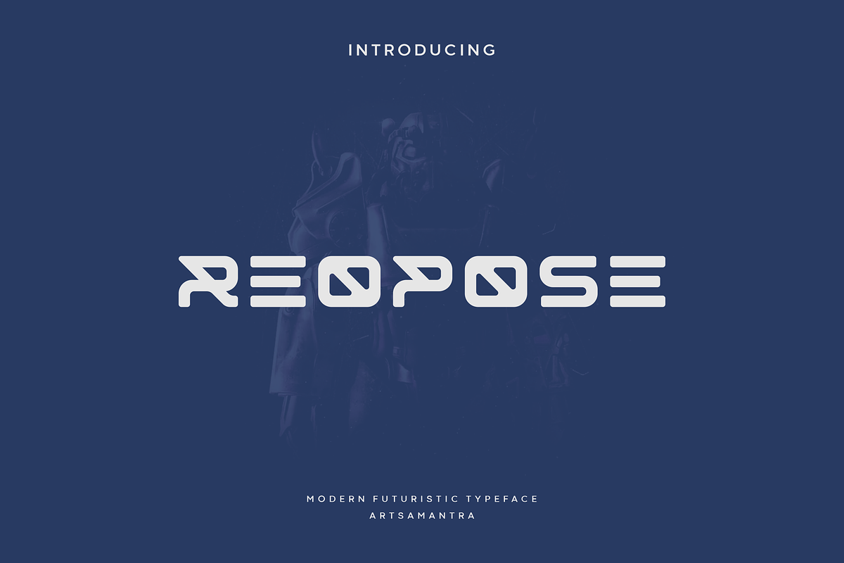 Reopose - Futuristic Typeface, a Serif Font by garismantra (Photo 1 of 4)