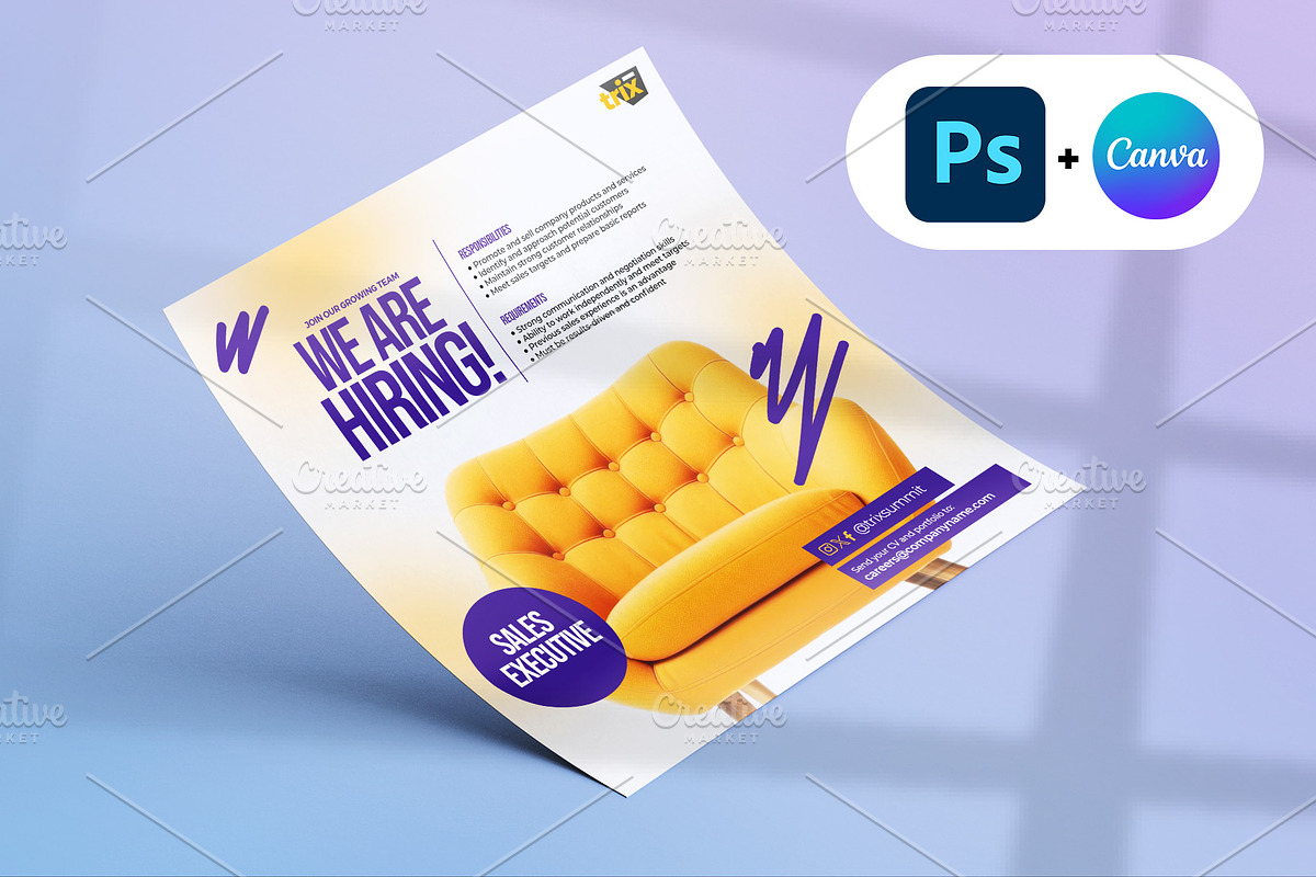 We are Hiring Square Flyer, a Social Media Template by Vintage Impressions (Photo 2 of 6)