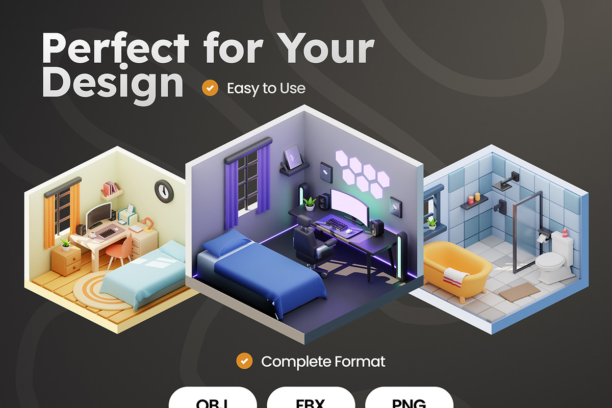 Isometric Room 3D Illustrations, an Architecture 3D Model by Rakata Studio (Photo 4 of 7)