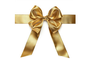 Shiny golden satin ribbon bow knot, a Holiday Photo by Ylivdesign