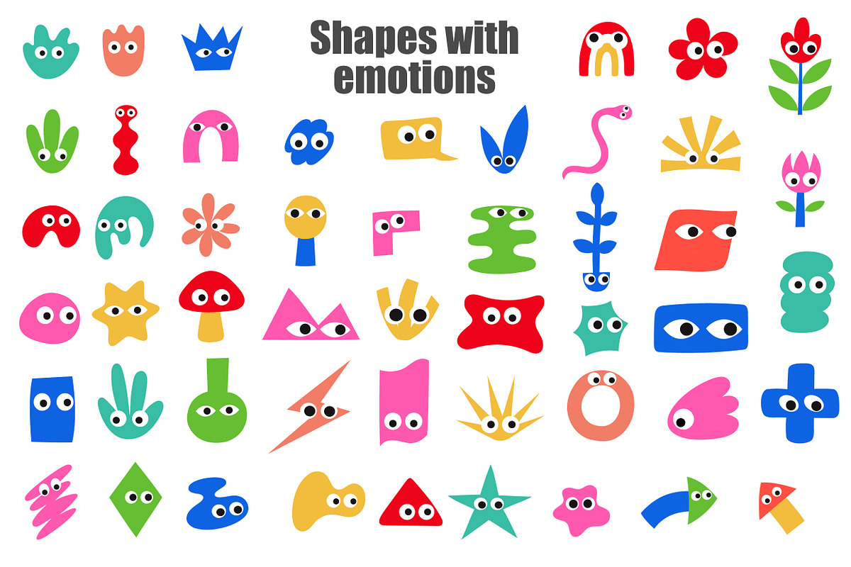 Vector Emotions shapes - cute vector, an Object Illustration by aivos (Photo 2 of 4)