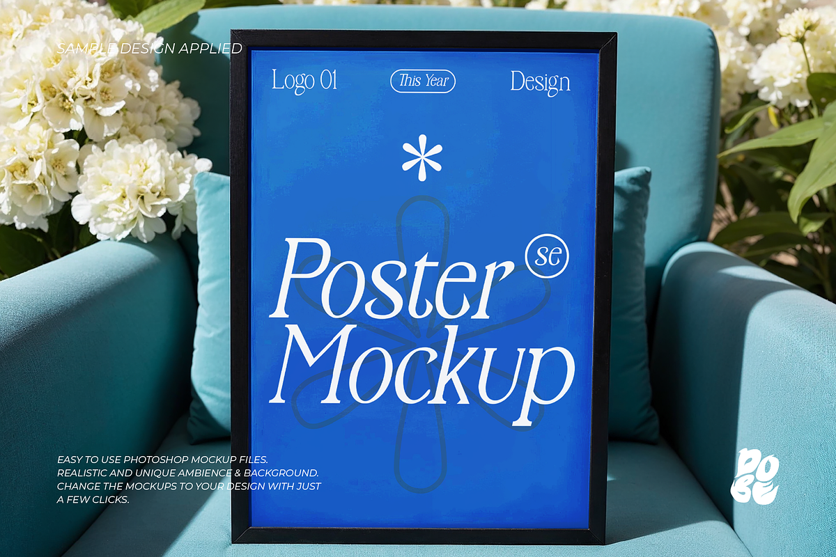 Blue Sofa Frame Mockup Set - Vol 2, a Merchandise Mockup by DOBE Studio (Photo 2 of 4)