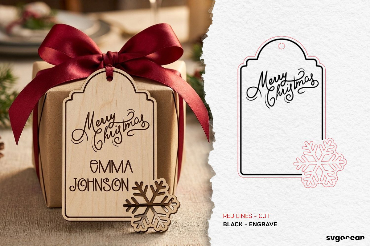 Christmas Gift Tag SVG Bundle, a Decorative Illustration by svgocean (Photo 9 of 17)
