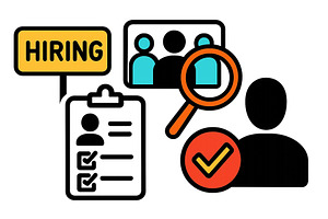 Hiring process vector illustration, a Person Illustration by ZinetroN