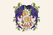 Girl with Daisy Flowers Inside, a Person Illustration by Judsart (Thumbnail 1 of 3)