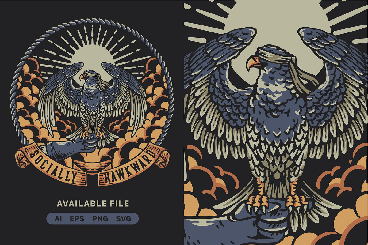 Hawk Vector Illustration, an Illustration by ImoogiStudio