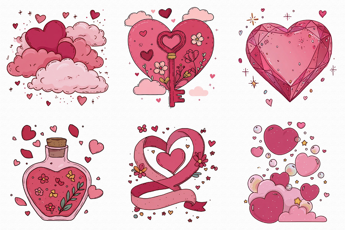 Whimsical Romantic Valentine Clipart, an Illustration by Libby Wishes (Photo 2 of 8)
