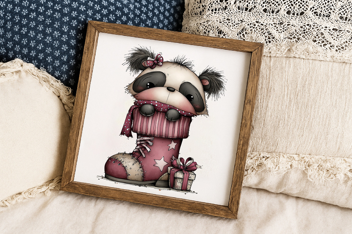 Whimsical Panda Christmas Clipart, an Illustration by Libby Wishes (Photo 5 of 7)