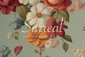 Surreal Floral Wall Mural&Wallpaper, a Wallpaper Graphic by sibel dayı