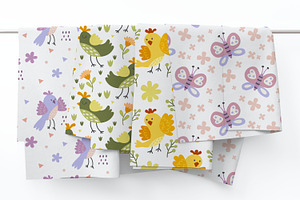 Cute Birds And Flowers Collection.